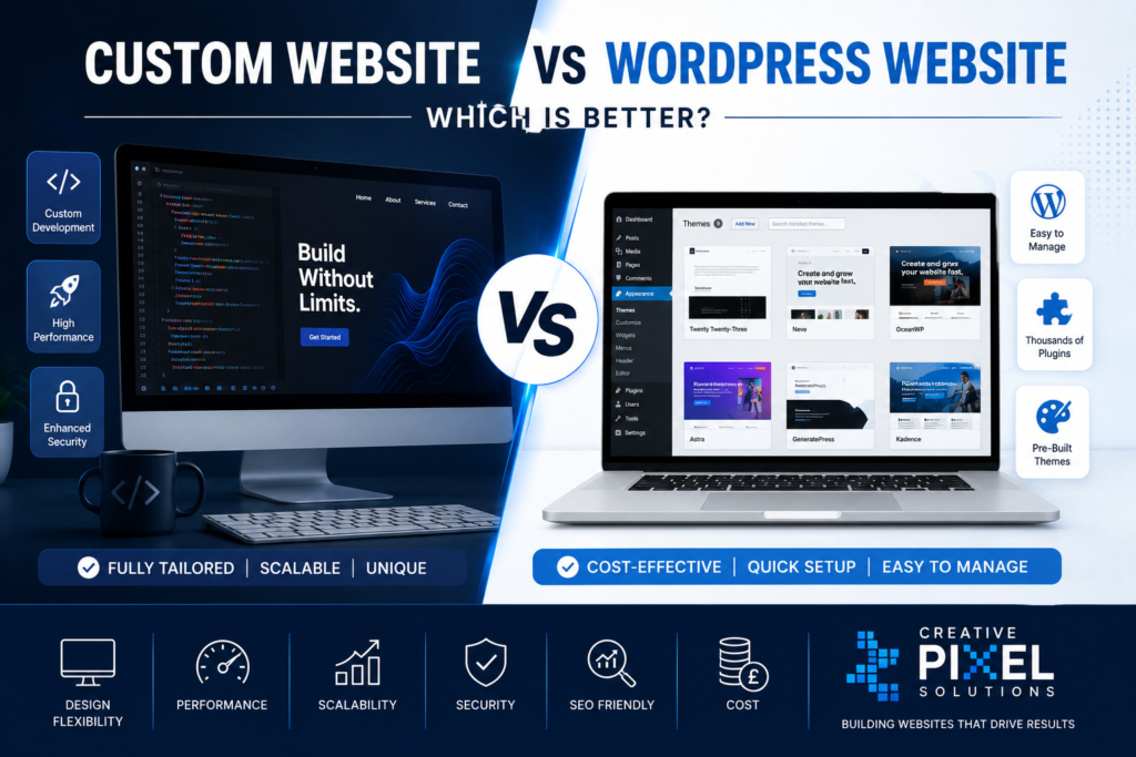 custom website vs wordpress website